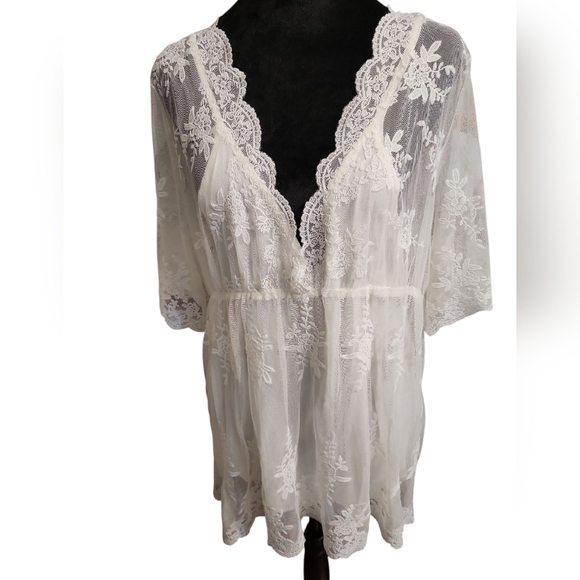 Entro large white Sheer lace Lined Tunic With Camisole NEW WITH TAGS - Picture 1 of 16